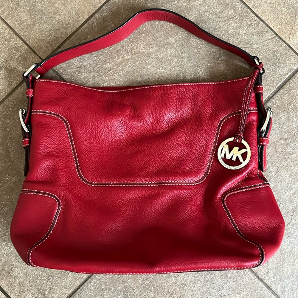 Red Leather Michael Kors Brookville Bag